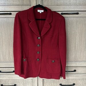 Vintage Tiffany by St John. Knits wool blazer in maroon. Size 12